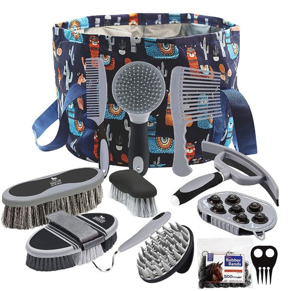 Horse Grooming Kit 11-Piece Equine Care Series Horse Brush Sets with Organizer - Picture 1 of 4